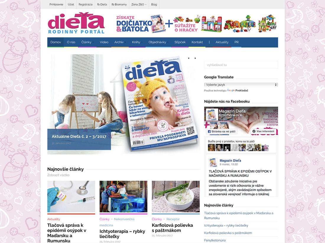 Dieta.sk - návrh a realizácia internetového magazínu