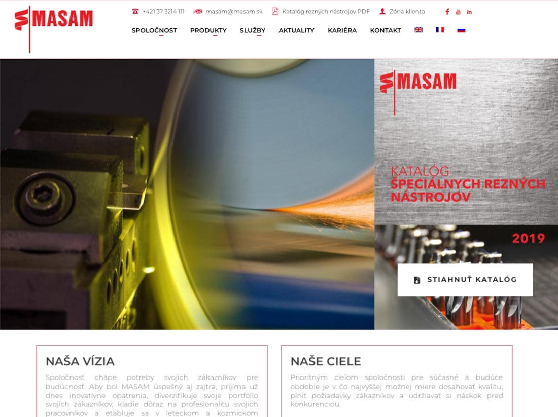 Webová stránka a produktový katalóg MASAM s.r.o.