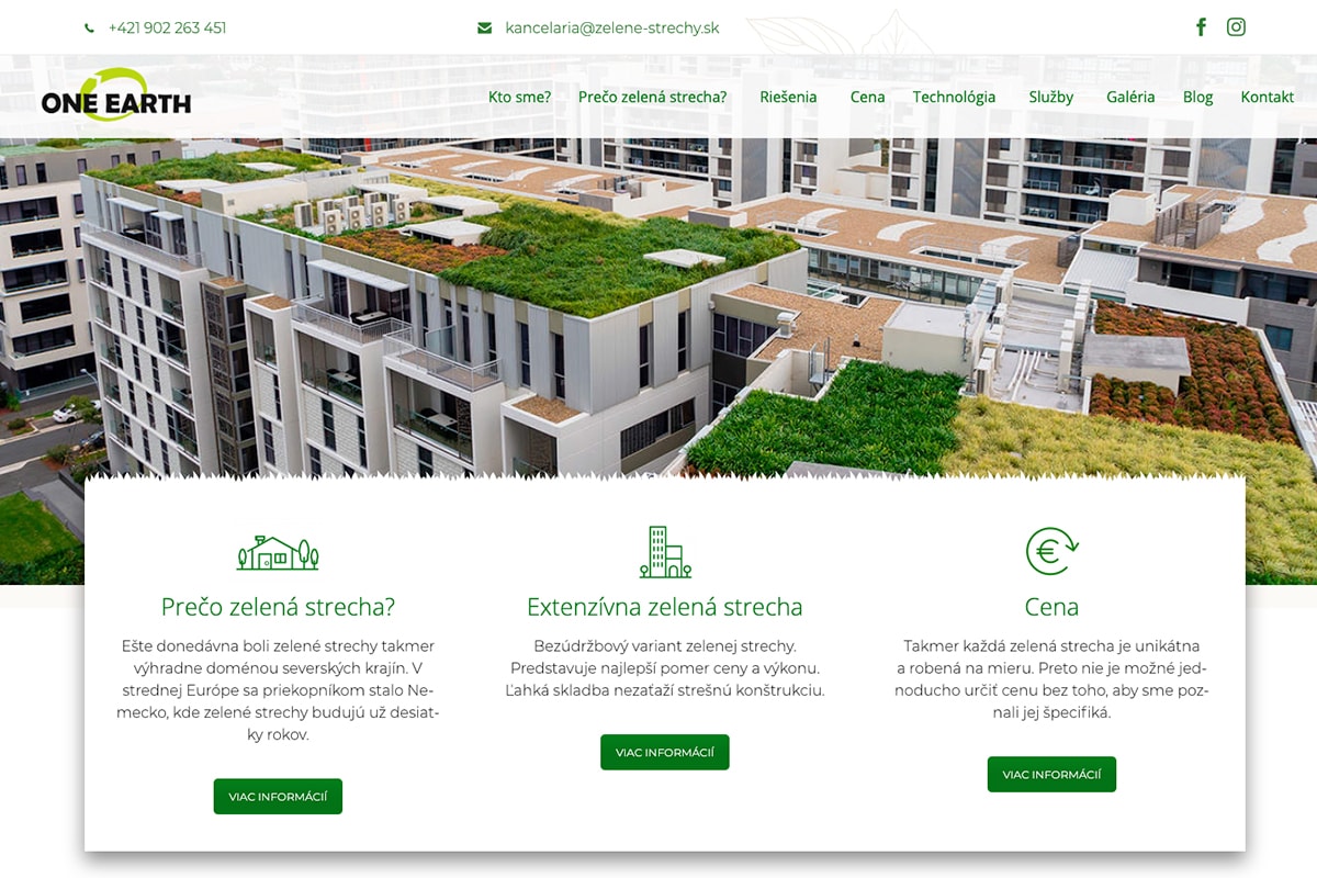 Web pre projekt Zelené Strechy